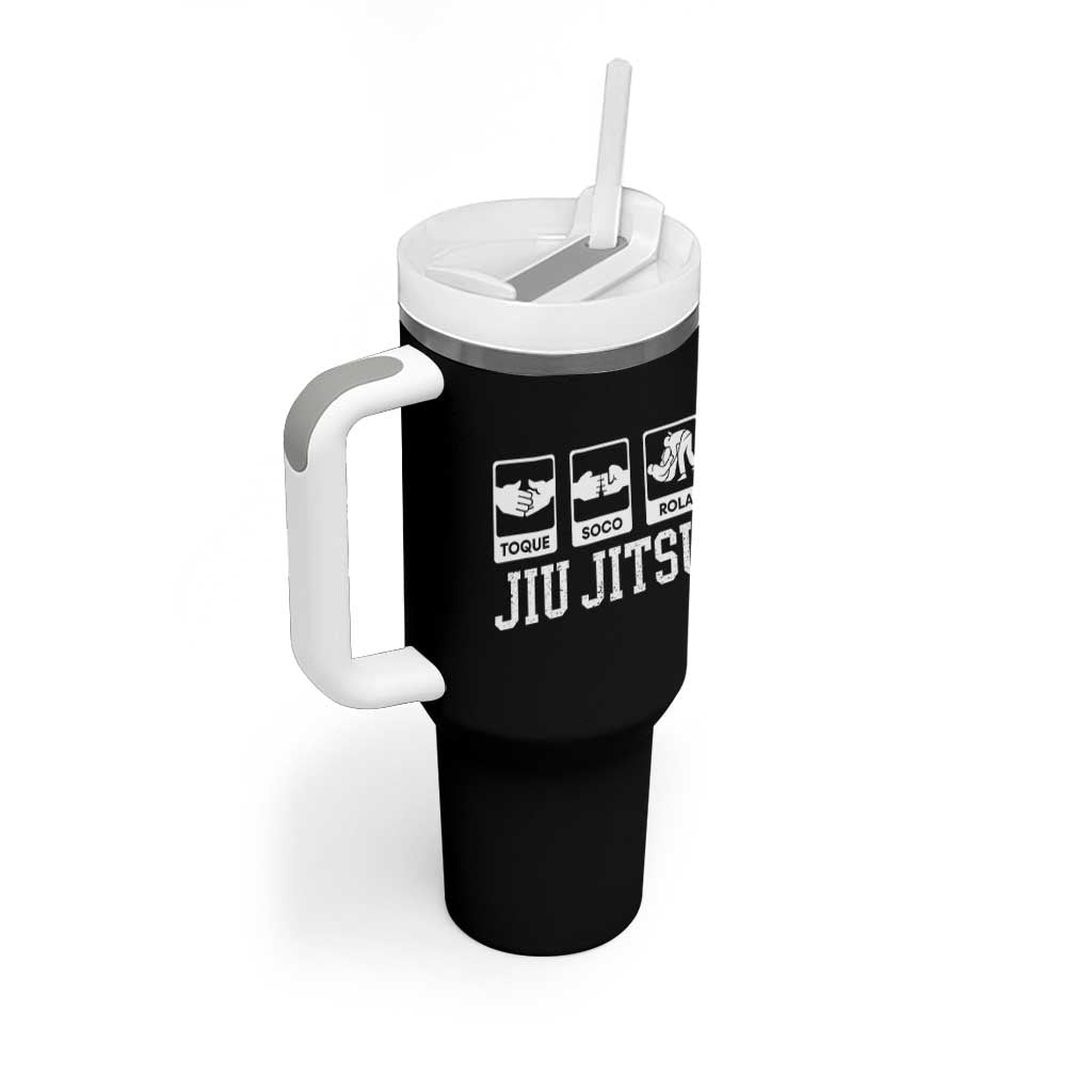 Funny BJJ Tumbler With Handle Toque Soco Rola Brazilian Jiu Jitsu - Wonder Print Shop