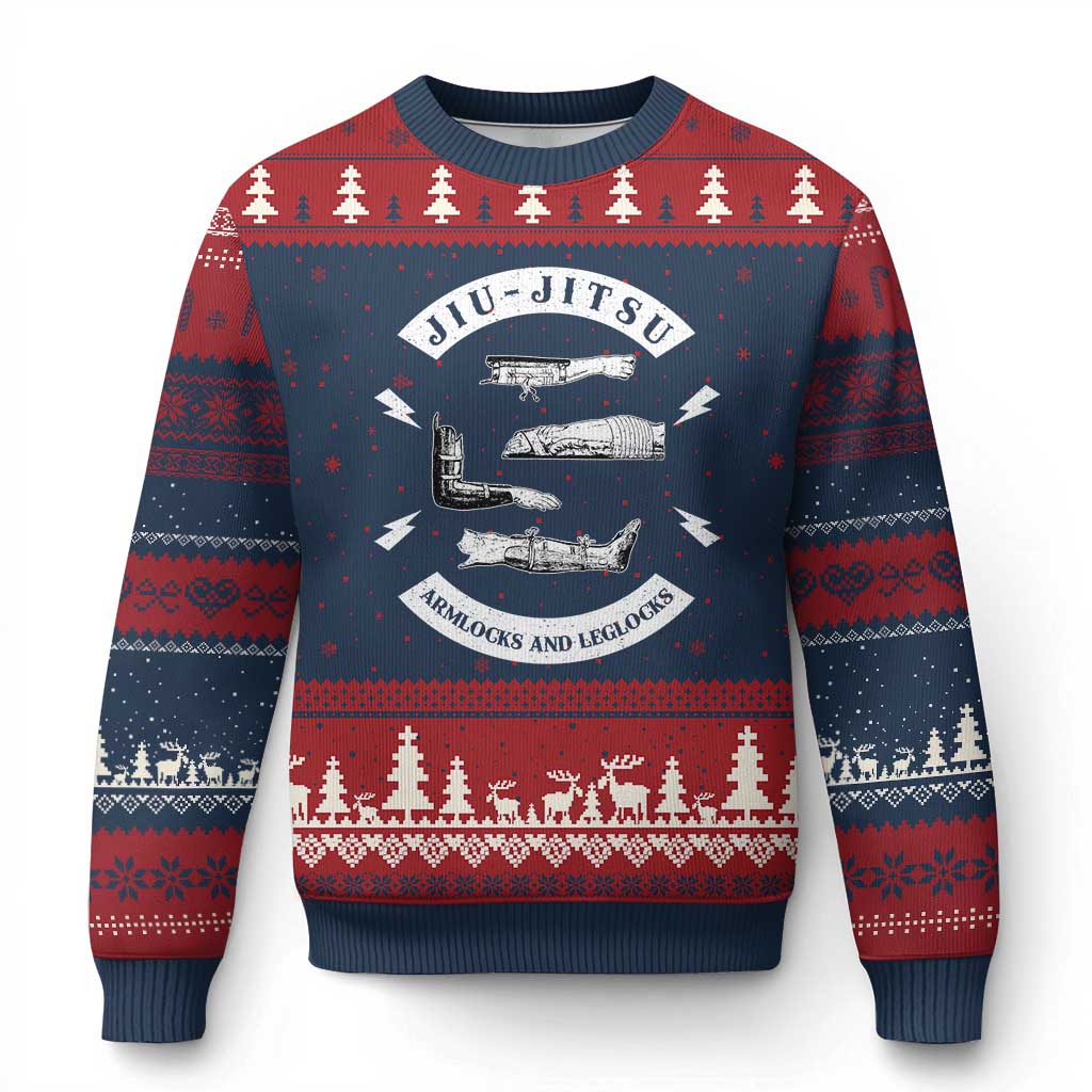 Vintage Jiu Jitsu Ugly Christmas Sweater Armlocks and Leglocks BJJ Grappling Fans - Wonder Print Shop