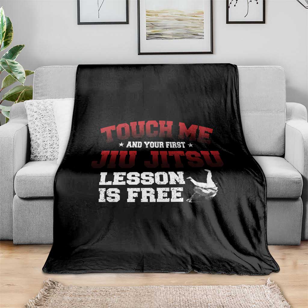 Brazilian BJJ Throw Blanket Touch Me First Jiu Jitsu Lesson Is Free - Wonder Print Shop