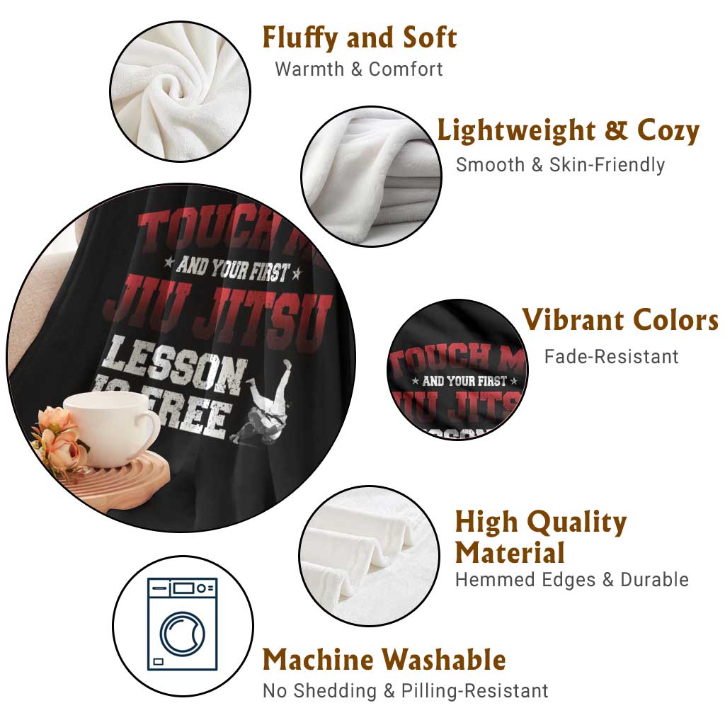 Brazilian BJJ Throw Blanket Touch Me First Jiu Jitsu Lesson Is Free - Wonder Print Shop