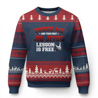 Brazilian BJJ Ugly Christmas Sweater Touch Me First Jiu Jitsu Lesson Is Free - Wonder Print Shop