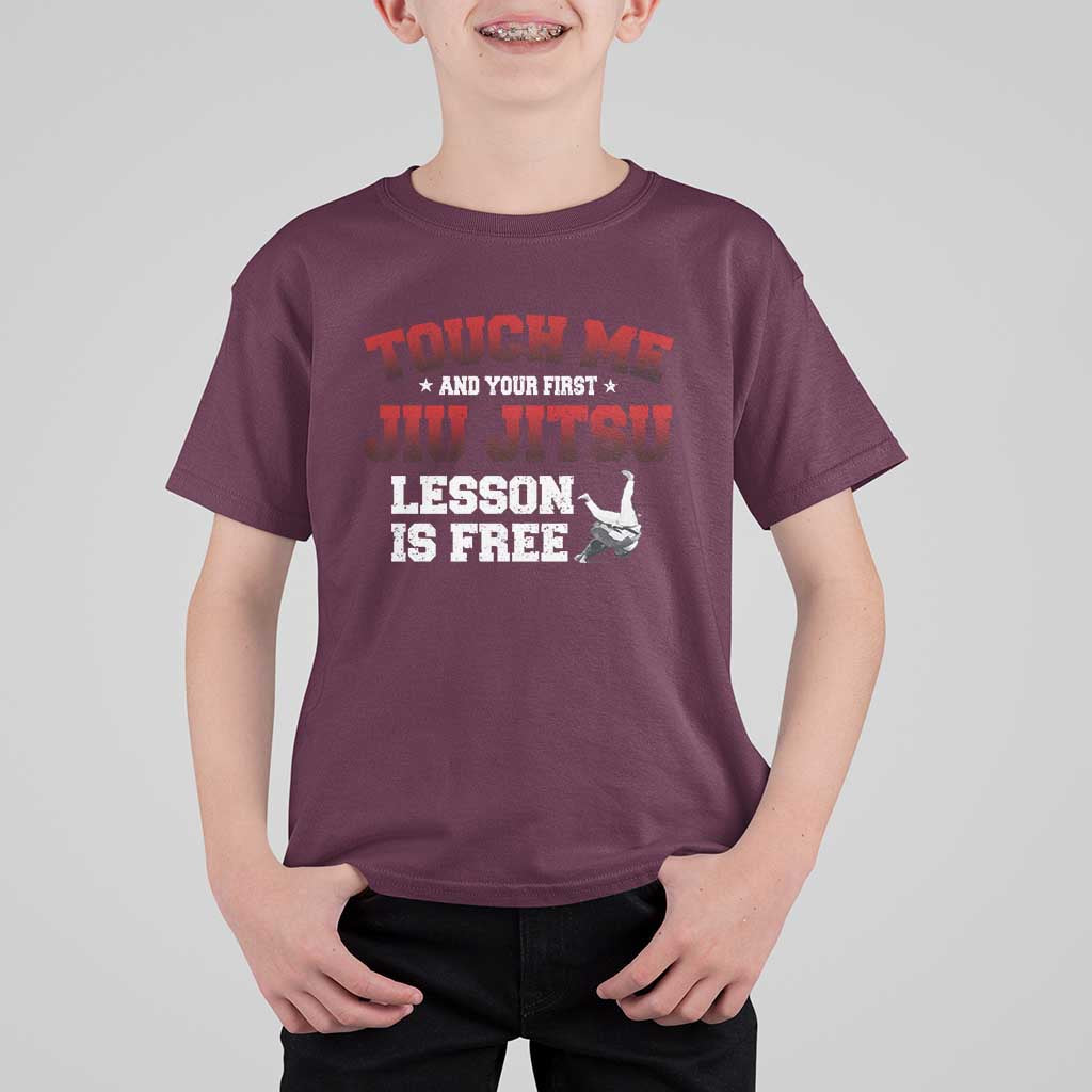 Brazilian BJJ T Shirt For Kid Touch Me First Jiu Jitsu Lesson Is Free - Wonder Print Shop