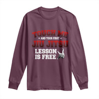 Brazilian BJJ Long Sleeve Shirt Touch Me First Jiu Jitsu Lesson Is Free - Wonder Print Shop