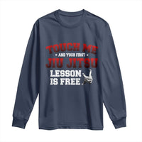 Brazilian BJJ Long Sleeve Shirt Touch Me First Jiu Jitsu Lesson Is Free - Wonder Print Shop