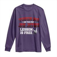 Brazilian BJJ Long Sleeve Shirt Touch Me First Jiu Jitsu Lesson Is Free - Wonder Print Shop