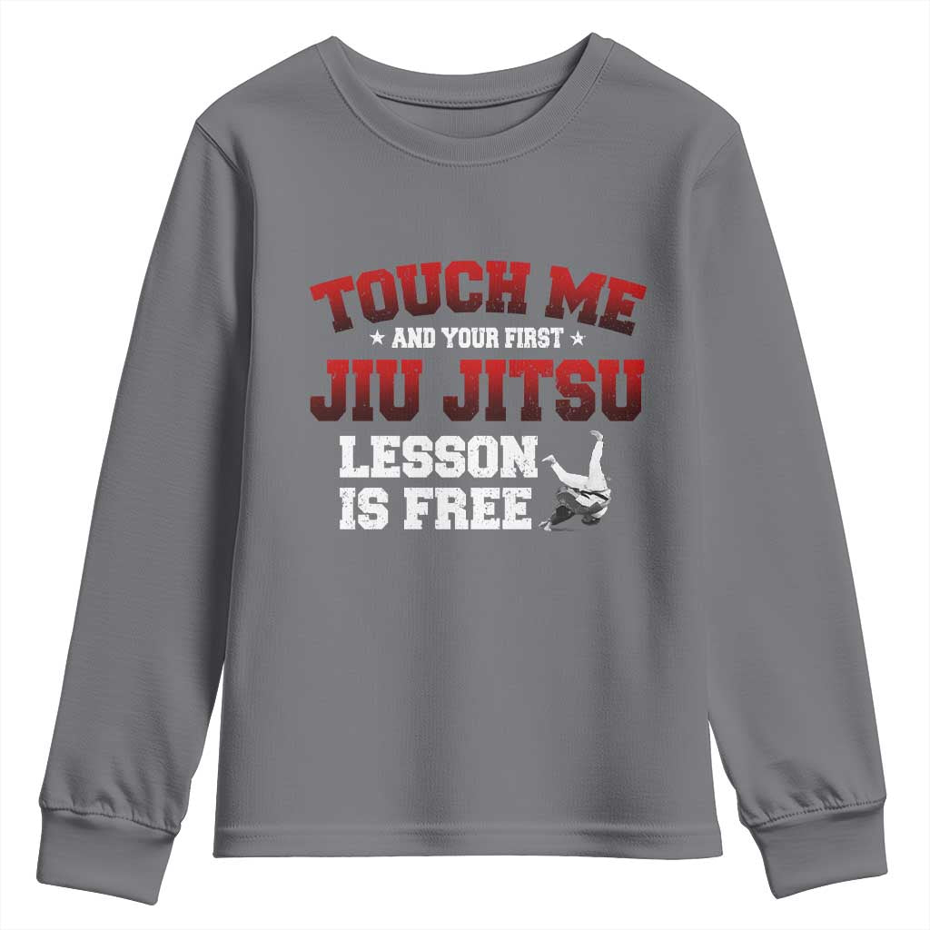 Brazilian BJJ Youth Sweatshirt Touch Me First Jiu Jitsu Lesson Is Free - Wonder Print Shop