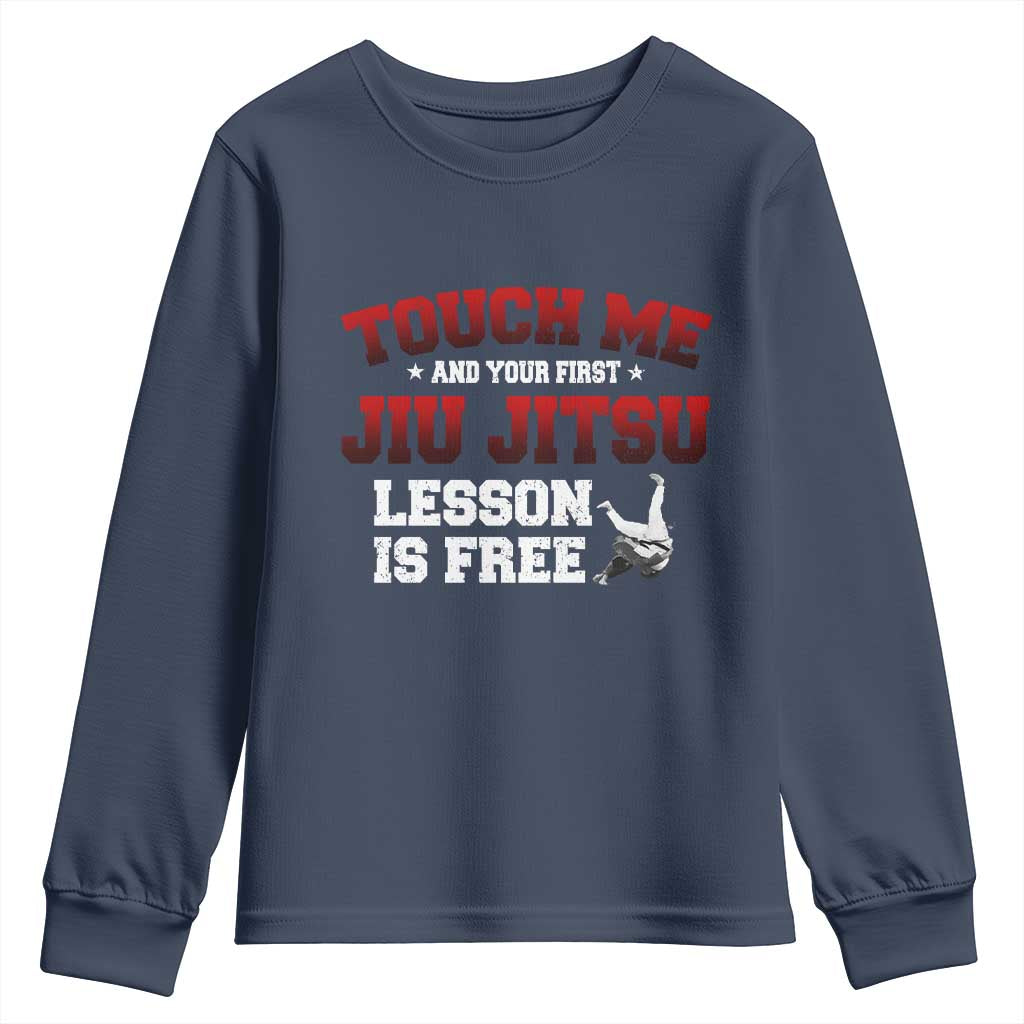 Brazilian BJJ Youth Sweatshirt Touch Me First Jiu Jitsu Lesson Is Free - Wonder Print Shop