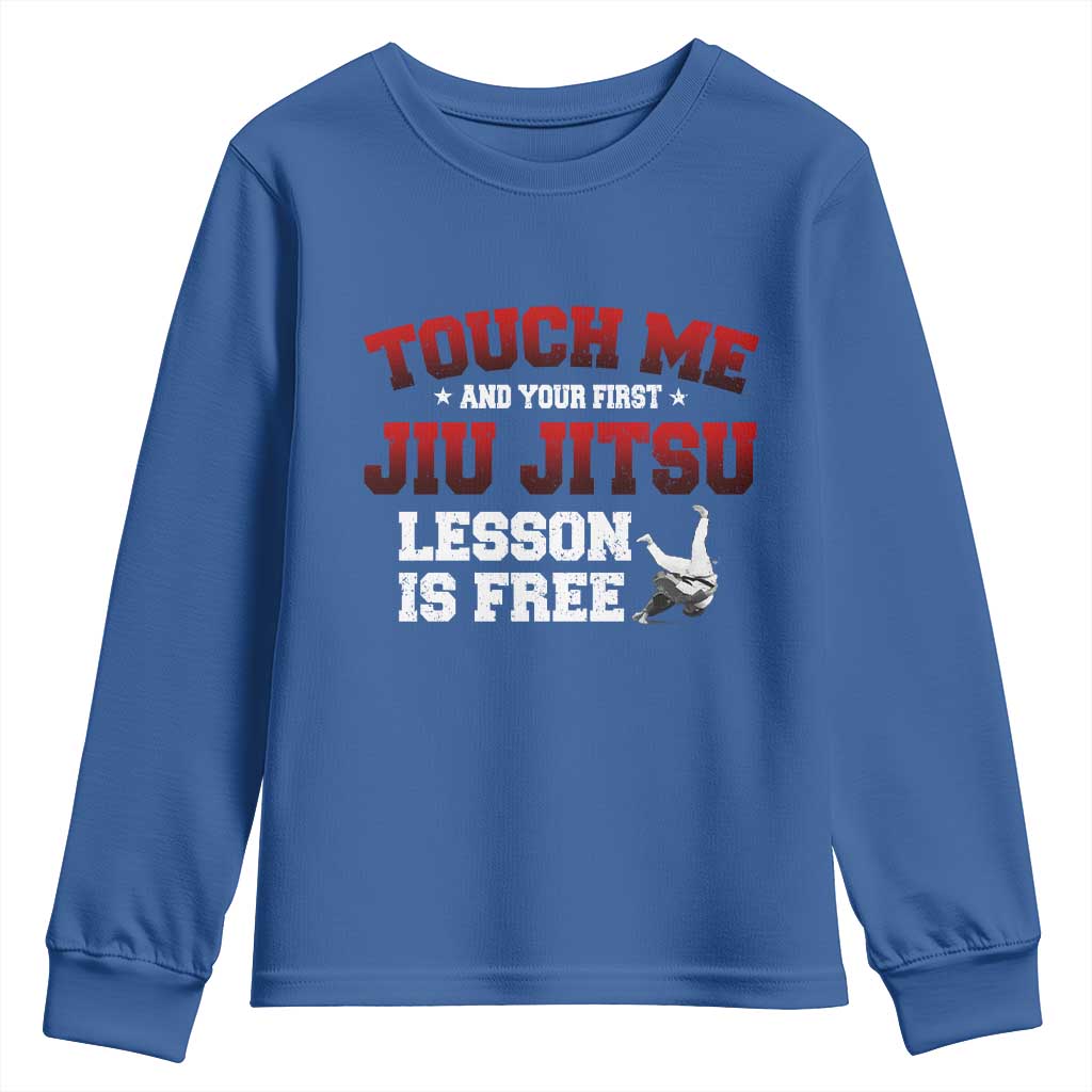 Brazilian BJJ Youth Sweatshirt Touch Me First Jiu Jitsu Lesson Is Free - Wonder Print Shop