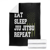 Eat Sleep Jiu Jitsu Repeat Throw Blanket Cool JiuJitsu BJJ American Flag - Wonder Print Shop