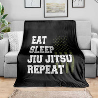 Eat Sleep Jiu Jitsu Repeat Throw Blanket Cool JiuJitsu BJJ American Flag - Wonder Print Shop