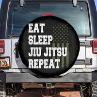 Eat Sleep Jiu Jitsu Repeat Spare Tire Cover Cool JiuJitsu BJJ American Flag - Wonder Print Shop