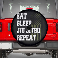Eat Sleep Jiu Jitsu Repeat Spare Tire Cover Cool JiuJitsu BJJ American Flag - Wonder Print Shop