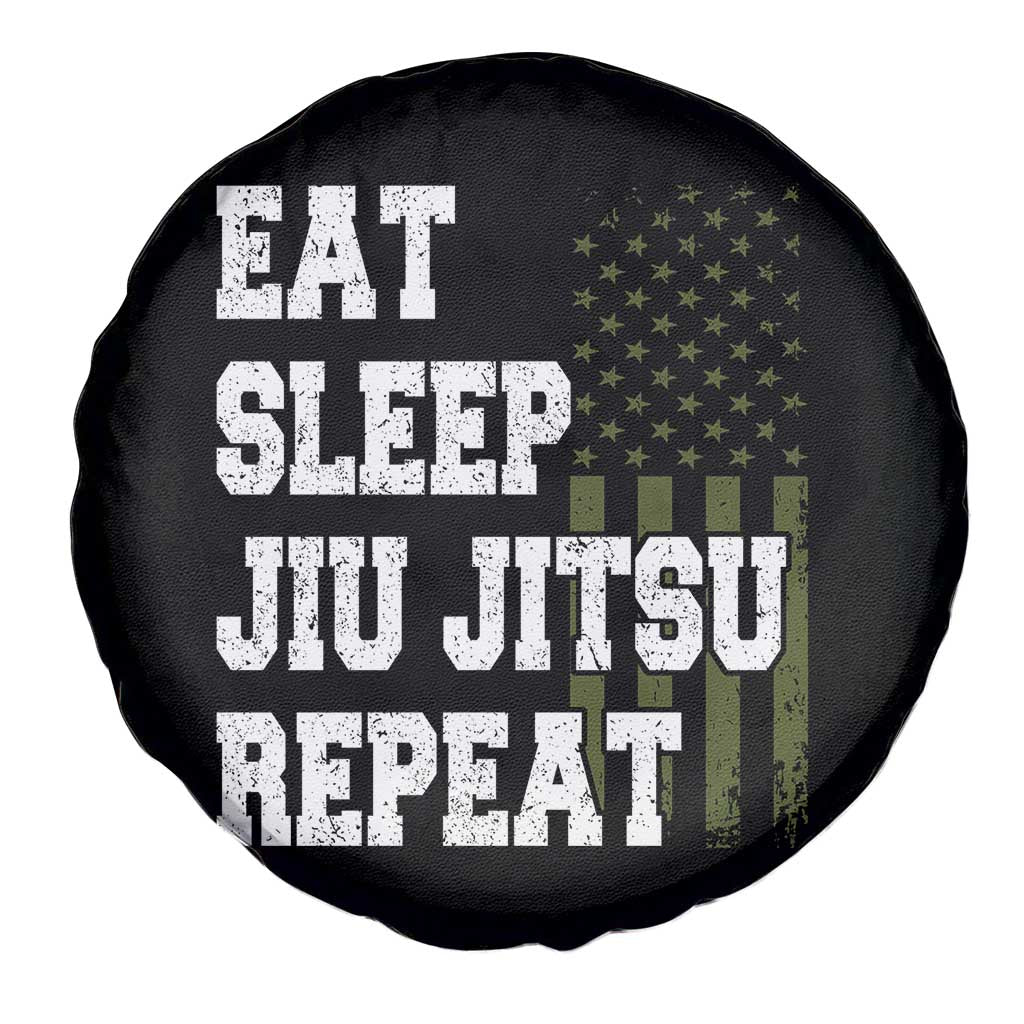 Eat Sleep Jiu Jitsu Repeat Spare Tire Cover Cool JiuJitsu BJJ American Flag - Wonder Print Shop