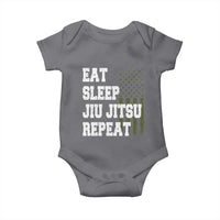 Eat Sleep Jiu Jitsu Repeat Baby Onesie Cool JiuJitsu BJJ American Flag - Wonder Print Shop