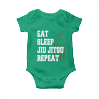 Eat Sleep Jiu Jitsu Repeat Baby Onesie Cool JiuJitsu BJJ American Flag - Wonder Print Shop