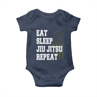 Eat Sleep Jiu Jitsu Repeat Baby Onesie Cool JiuJitsu BJJ American Flag - Wonder Print Shop