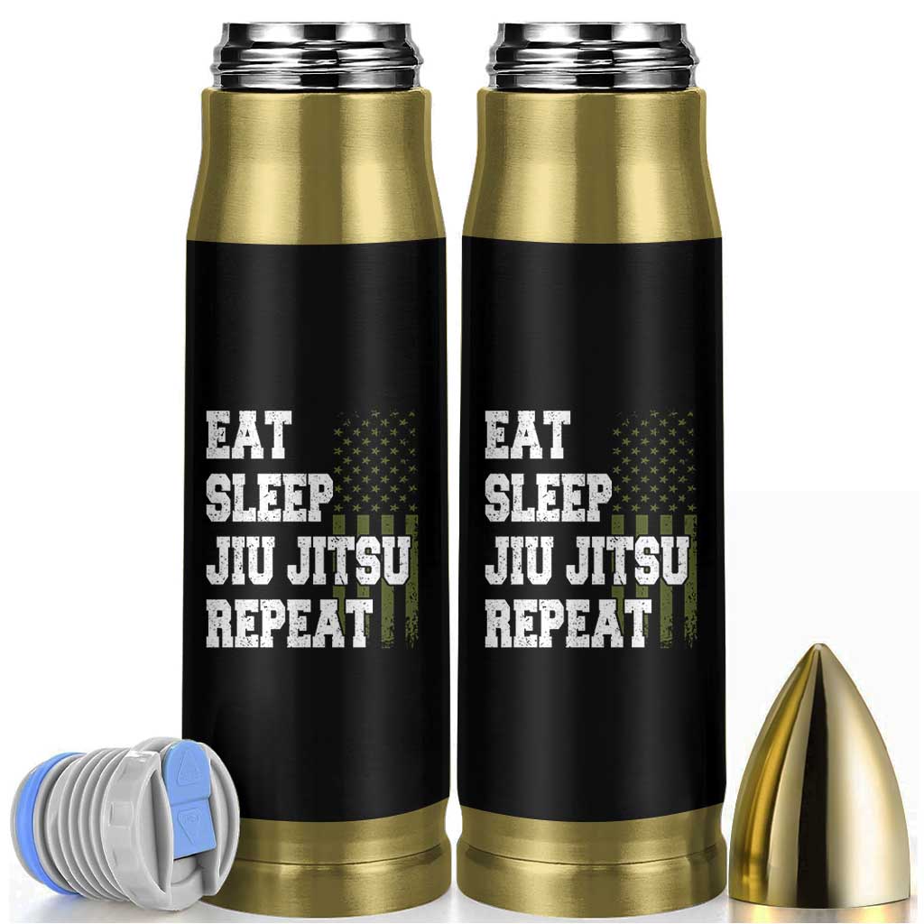 Eat Sleep Jiu Jitsu Repeat Bullet Tumbler Cool JiuJitsu BJJ American Flag - Wonder Print Shop