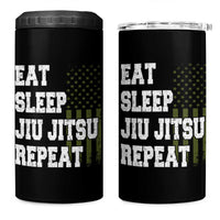 Eat Sleep Jiu Jitsu Repeat 4 in 1 Can Cooler Tumbler Cool JiuJitsu BJJ American Flag - Wonder Print Shop