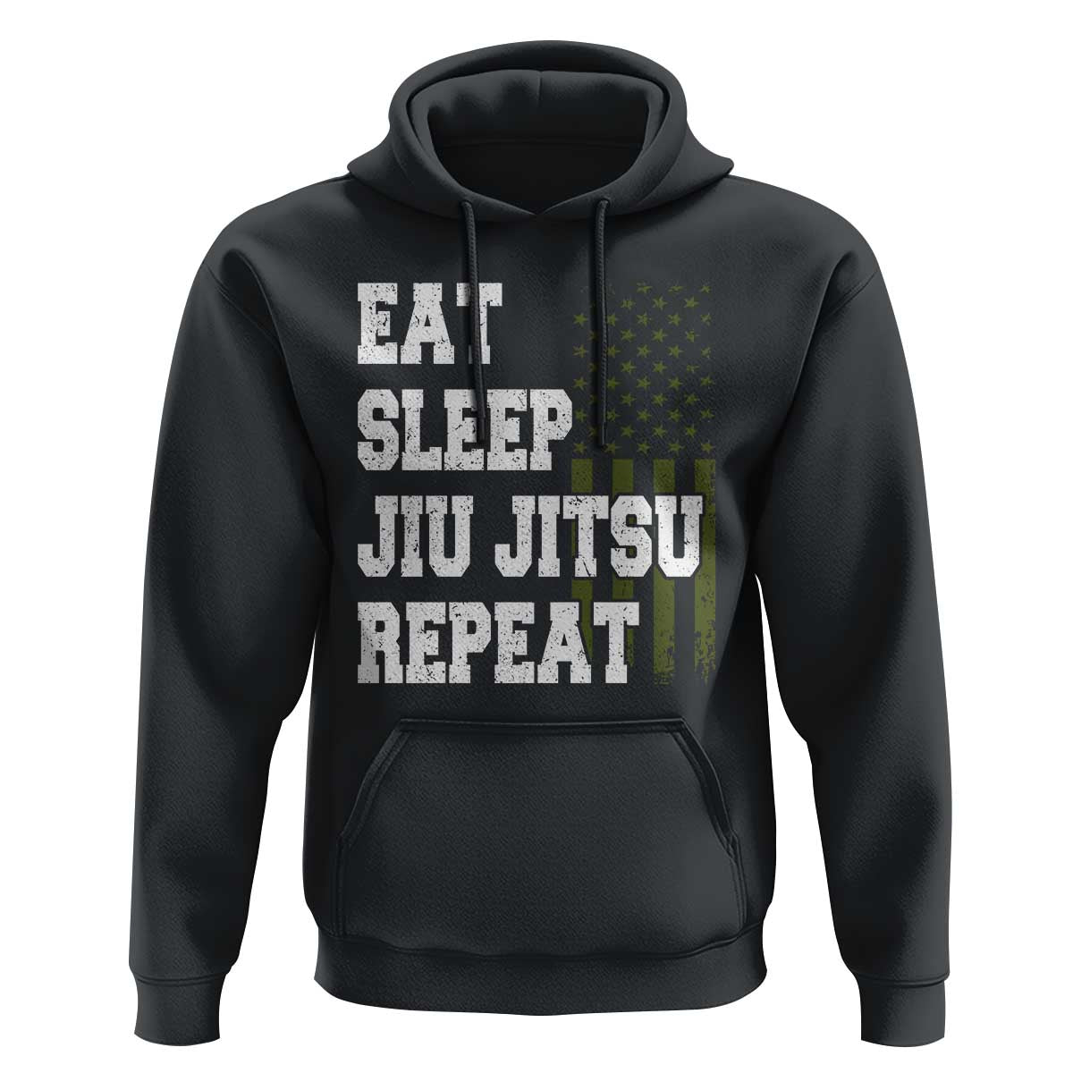 Eat Sleep Jiu Jitsu Repeat Hoodie Cool JiuJitsu BJJ American Flag - Wonder Print Shop