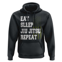 Eat Sleep Jiu Jitsu Repeat Hoodie Cool JiuJitsu BJJ American Flag - Wonder Print Shop