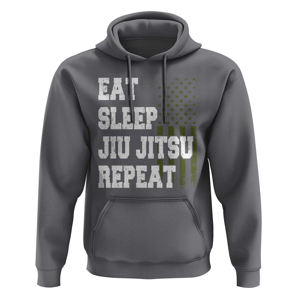 Eat Sleep Jiu Jitsu Repeat Hoodie Cool JiuJitsu BJJ American Flag - Wonder Print Shop