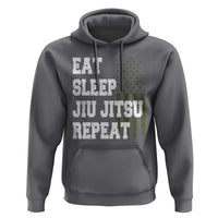 Eat Sleep Jiu Jitsu Repeat Hoodie Cool JiuJitsu BJJ American Flag - Wonder Print Shop