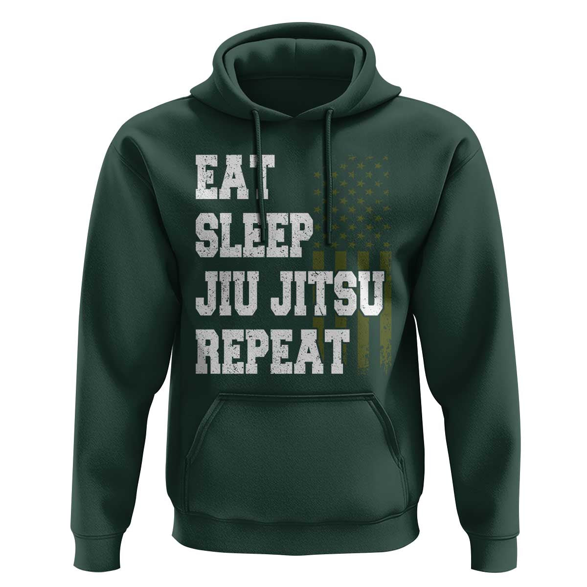 Eat Sleep Jiu Jitsu Repeat Hoodie Cool JiuJitsu BJJ American Flag - Wonder Print Shop