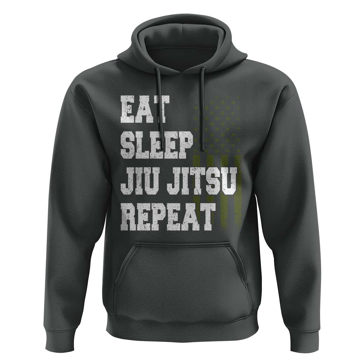 Eat Sleep Jiu Jitsu Repeat Hoodie Cool JiuJitsu BJJ American Flag - Wonder Print Shop