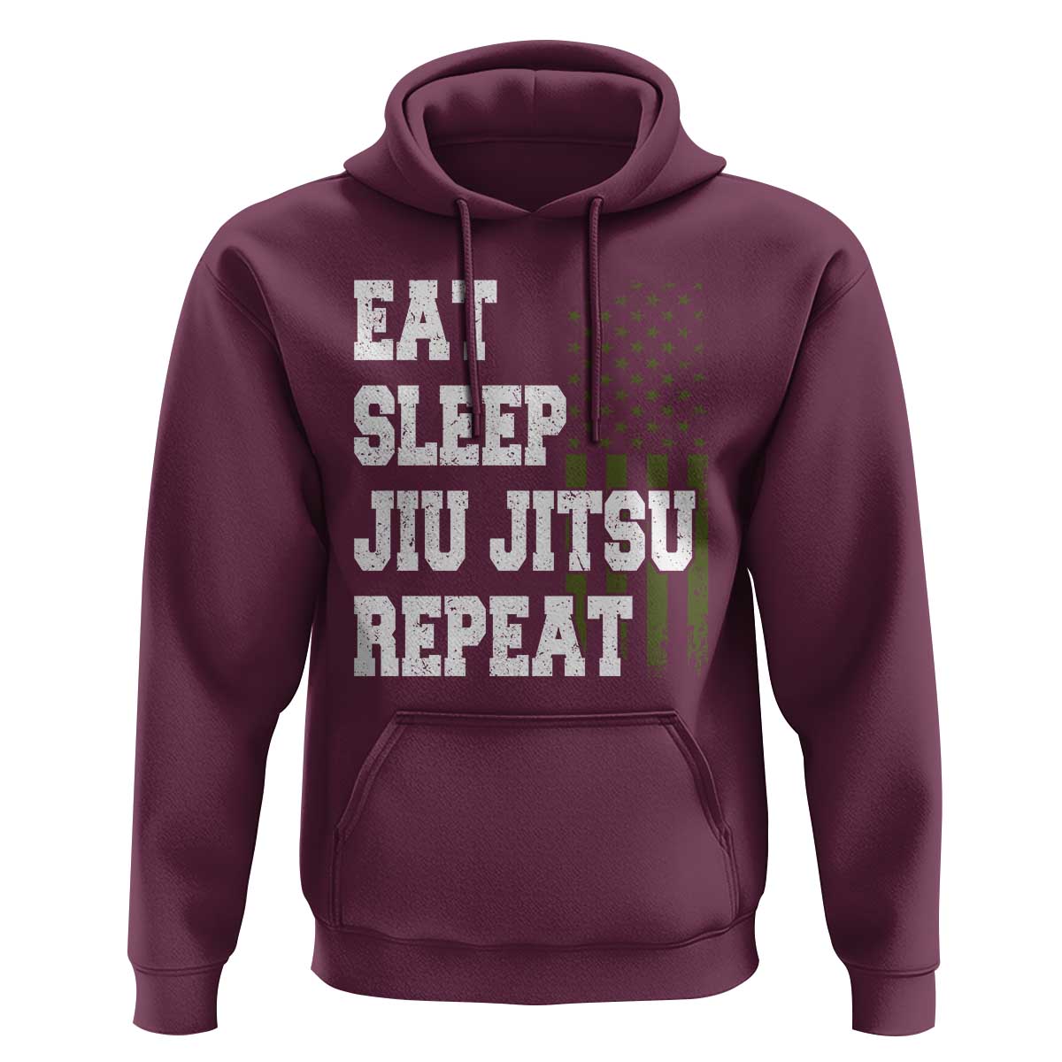 Eat Sleep Jiu Jitsu Repeat Hoodie Cool JiuJitsu BJJ American Flag - Wonder Print Shop
