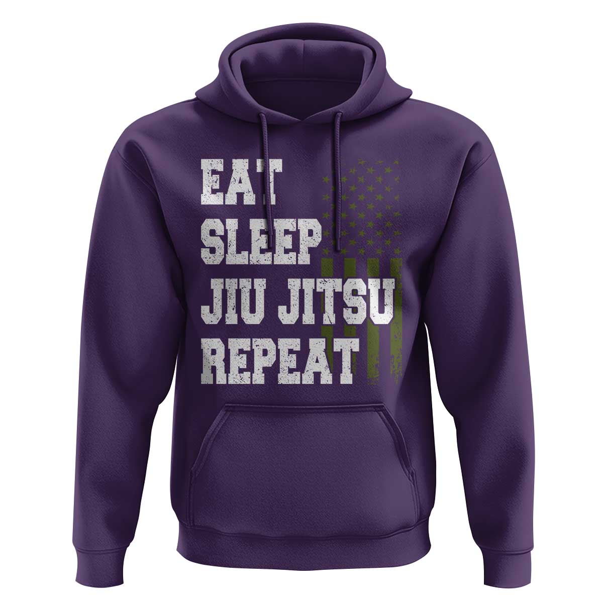 Eat Sleep Jiu Jitsu Repeat Hoodie Cool JiuJitsu BJJ American Flag - Wonder Print Shop
