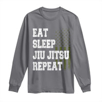 Eat Sleep Jiu Jitsu Repeat Long Sleeve Shirt Cool JiuJitsu BJJ American Flag - Wonder Print Shop