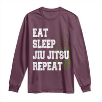 Eat Sleep Jiu Jitsu Repeat Long Sleeve Shirt Cool JiuJitsu BJJ American Flag - Wonder Print Shop