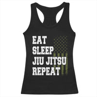 Eat Sleep Jiu Jitsu Repeat Racerback Tank Top Cool JiuJitsu BJJ American Flag - Wonder Print Shop