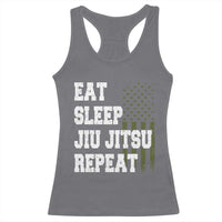 Eat Sleep Jiu Jitsu Repeat Racerback Tank Top Cool JiuJitsu BJJ American Flag - Wonder Print Shop