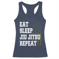 Eat Sleep Jiu Jitsu Repeat Racerback Tank Top Cool JiuJitsu BJJ American Flag - Wonder Print Shop