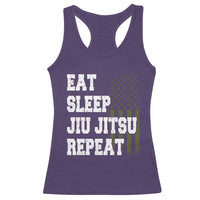 Eat Sleep Jiu Jitsu Repeat Racerback Tank Top Cool JiuJitsu BJJ American Flag - Wonder Print Shop