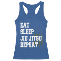 Eat Sleep Jiu Jitsu Repeat Racerback Tank Top Cool JiuJitsu BJJ American Flag - Wonder Print Shop