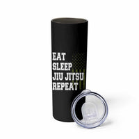 Eat Sleep Jiu Jitsu Repeat Skinny Tumbler Cool JiuJitsu BJJ American Flag - Wonder Print Shop