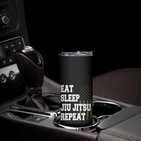 Eat Sleep Jiu Jitsu Repeat Skinny Tumbler Cool JiuJitsu BJJ American Flag - Wonder Print Shop
