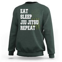 Eat Sleep Jiu Jitsu Repeat Sweatshirt Cool JiuJitsu BJJ American Flag - Wonder Print Shop