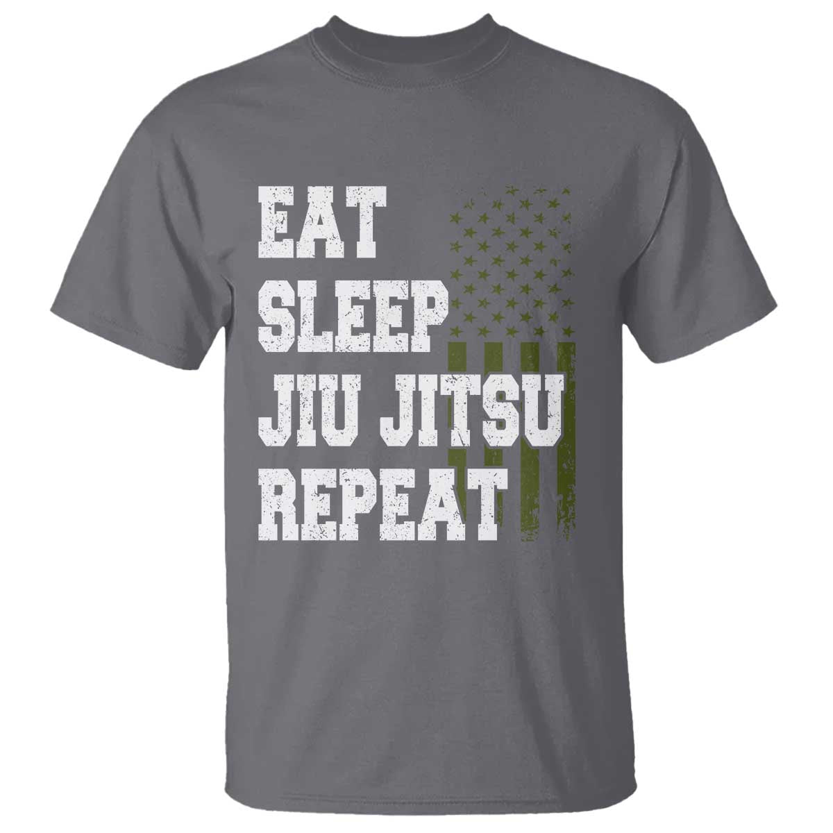 Eat Sleep Jiu Jitsu Repeat T Shirt Cool JiuJitsu BJJ American Flag - Wonder Print Shop