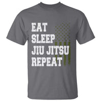 Eat Sleep Jiu Jitsu Repeat T Shirt Cool JiuJitsu BJJ American Flag - Wonder Print Shop