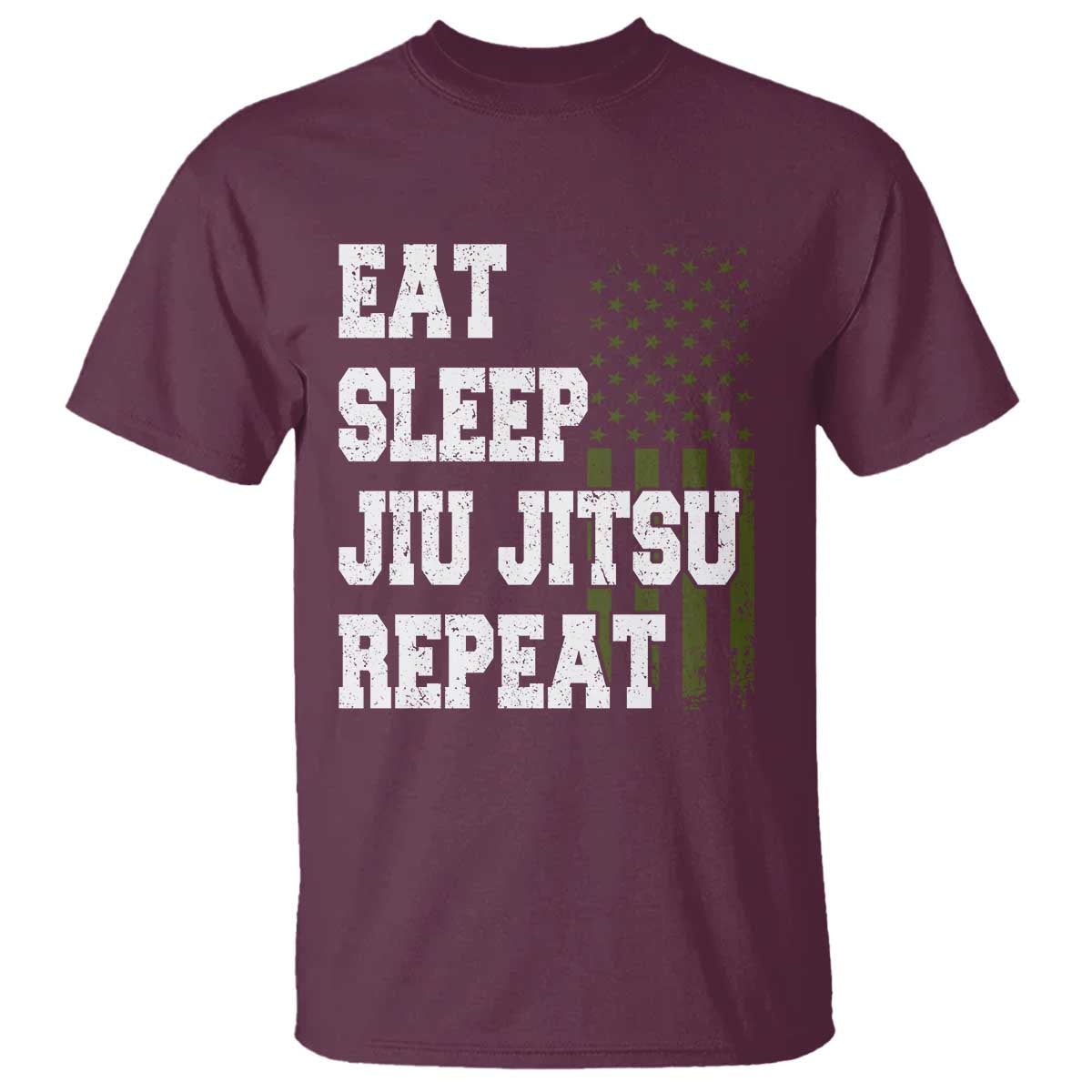 Eat Sleep Jiu Jitsu Repeat T Shirt Cool JiuJitsu BJJ American Flag - Wonder Print Shop