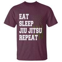 Eat Sleep Jiu Jitsu Repeat T Shirt Cool JiuJitsu BJJ American Flag - Wonder Print Shop