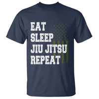 Eat Sleep Jiu Jitsu Repeat T Shirt Cool JiuJitsu BJJ American Flag - Wonder Print Shop
