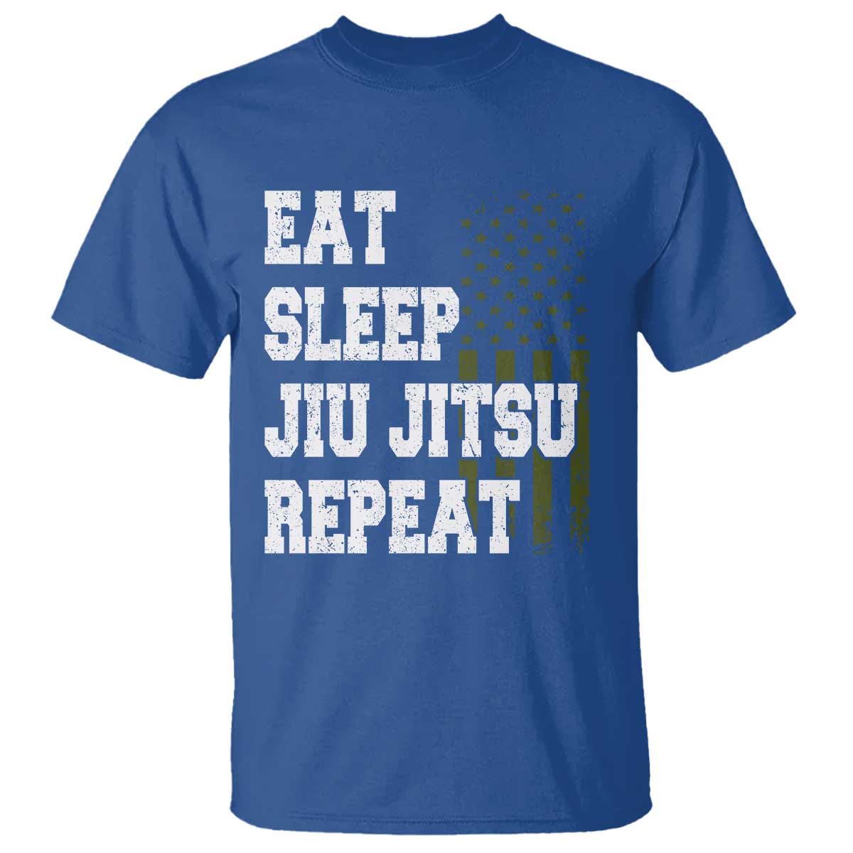 Eat Sleep Jiu Jitsu Repeat T Shirt Cool JiuJitsu BJJ American Flag - Wonder Print Shop
