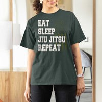 Eat Sleep Jiu Jitsu Repeat T Shirt For Women Cool JiuJitsu BJJ American Flag - Wonder Print Shop