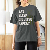 Eat Sleep Jiu Jitsu Repeat T Shirt For Women Cool JiuJitsu BJJ American Flag - Wonder Print Shop