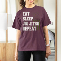Eat Sleep Jiu Jitsu Repeat T Shirt For Women Cool JiuJitsu BJJ American Flag - Wonder Print Shop
