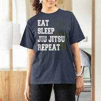 Eat Sleep Jiu Jitsu Repeat T Shirt For Women Cool JiuJitsu BJJ American Flag - Wonder Print Shop